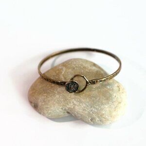 Brass Look Bracelet - Hammered metal